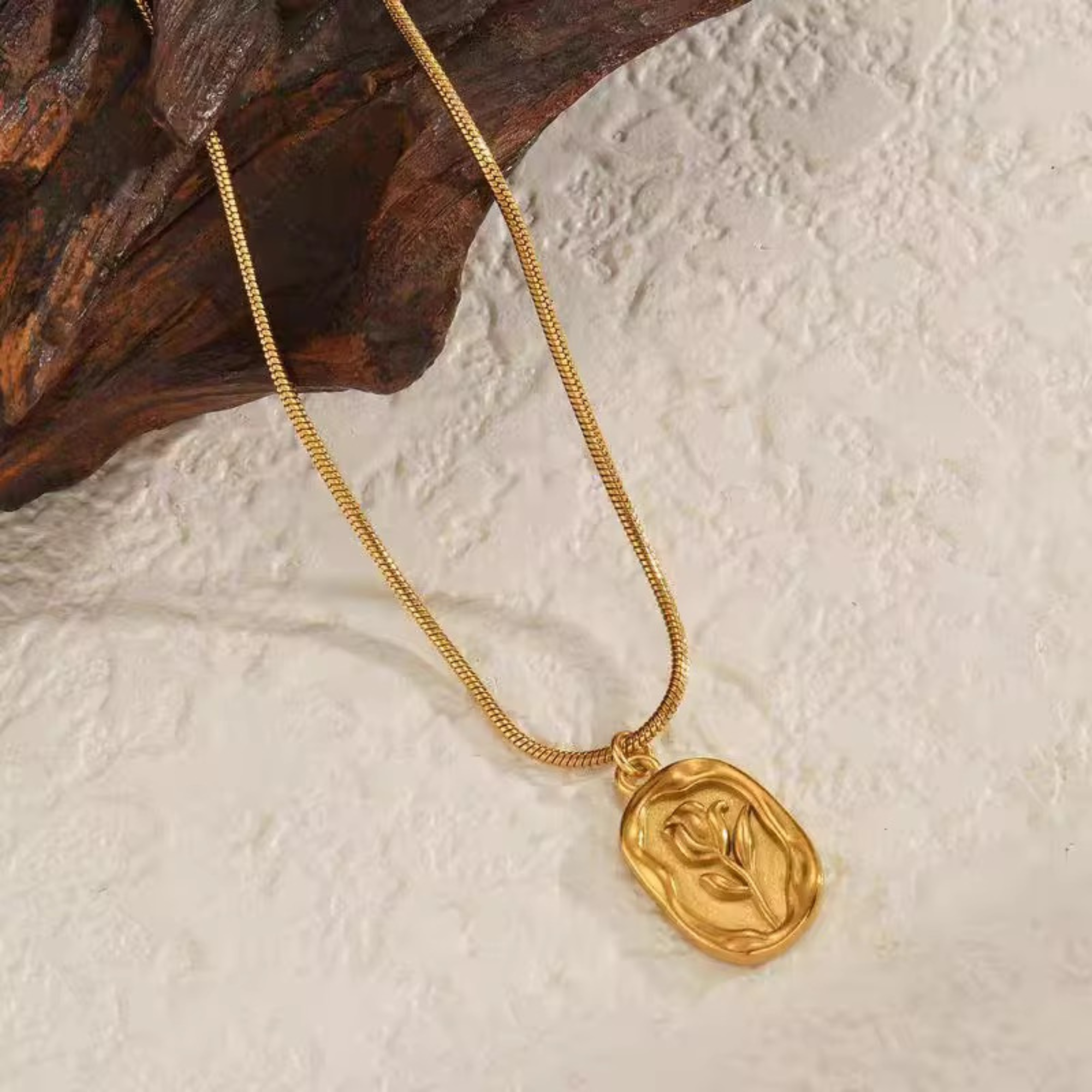 Embossed Rose Necklace