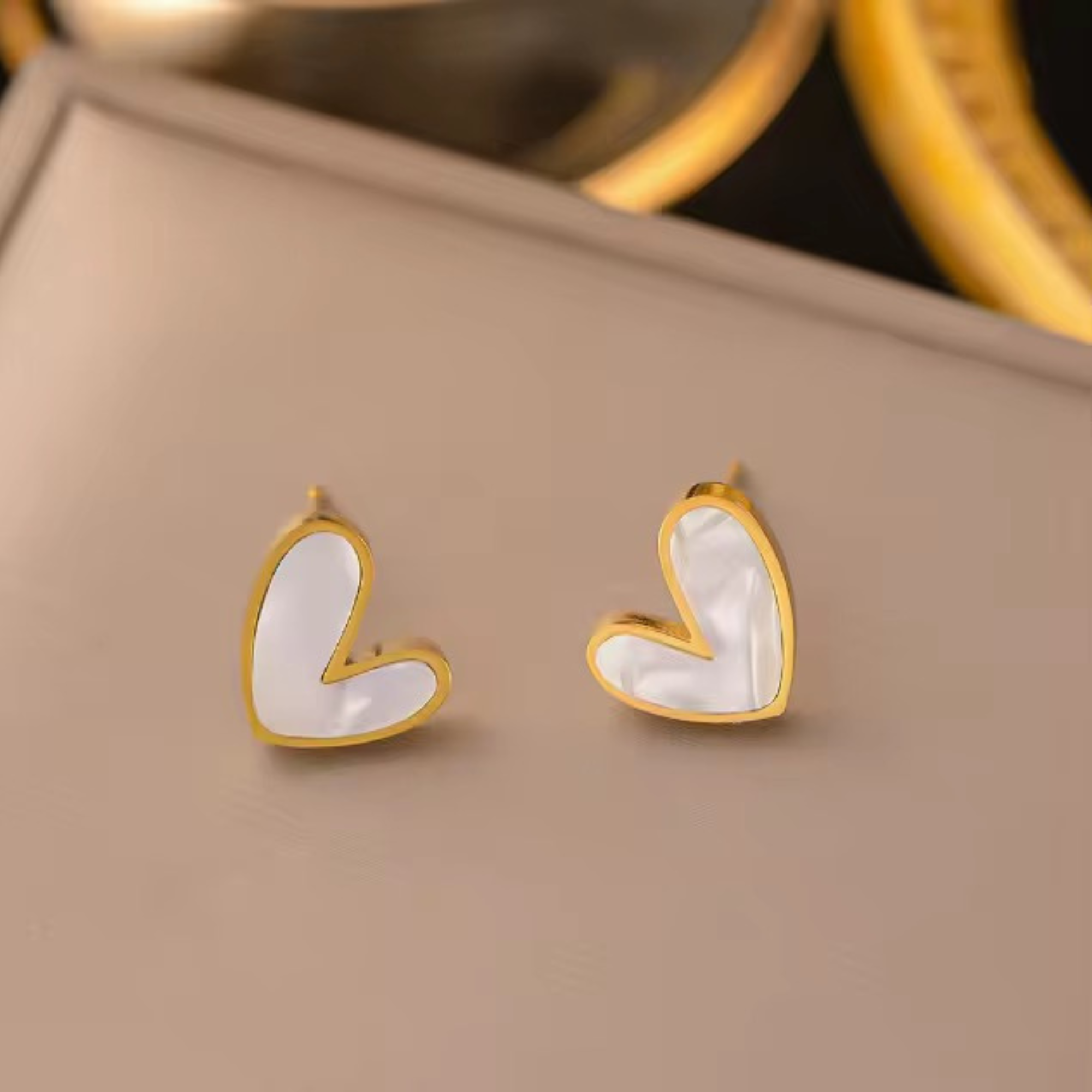Mini Shell Heart Studs