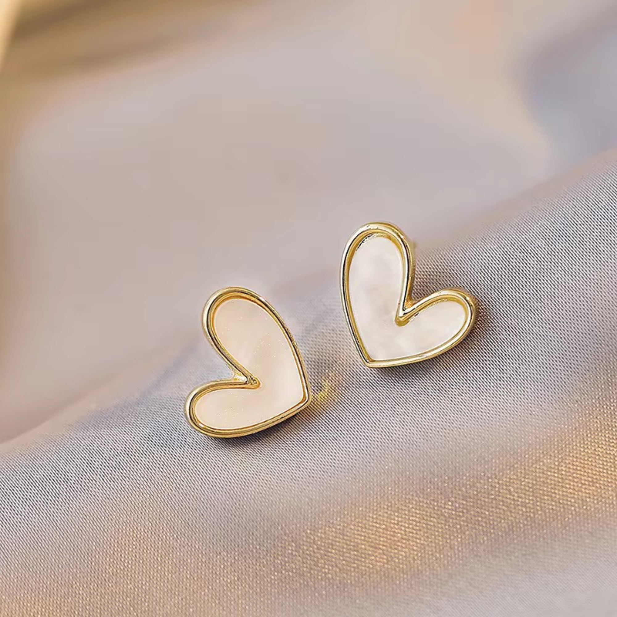 Mini Shell Heart Studs