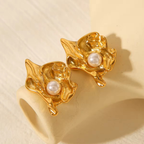 Rouched Pearl Earrings