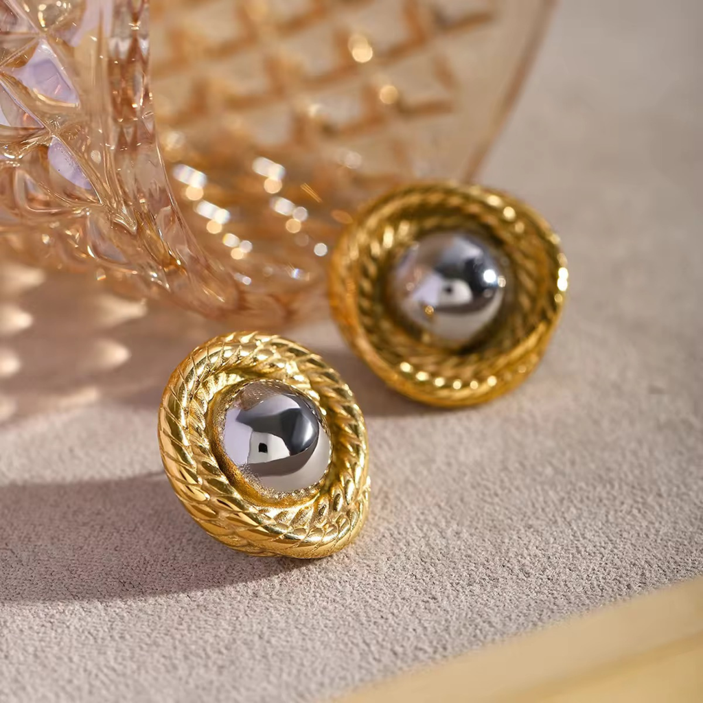 Dual Tone Orbit Earrings