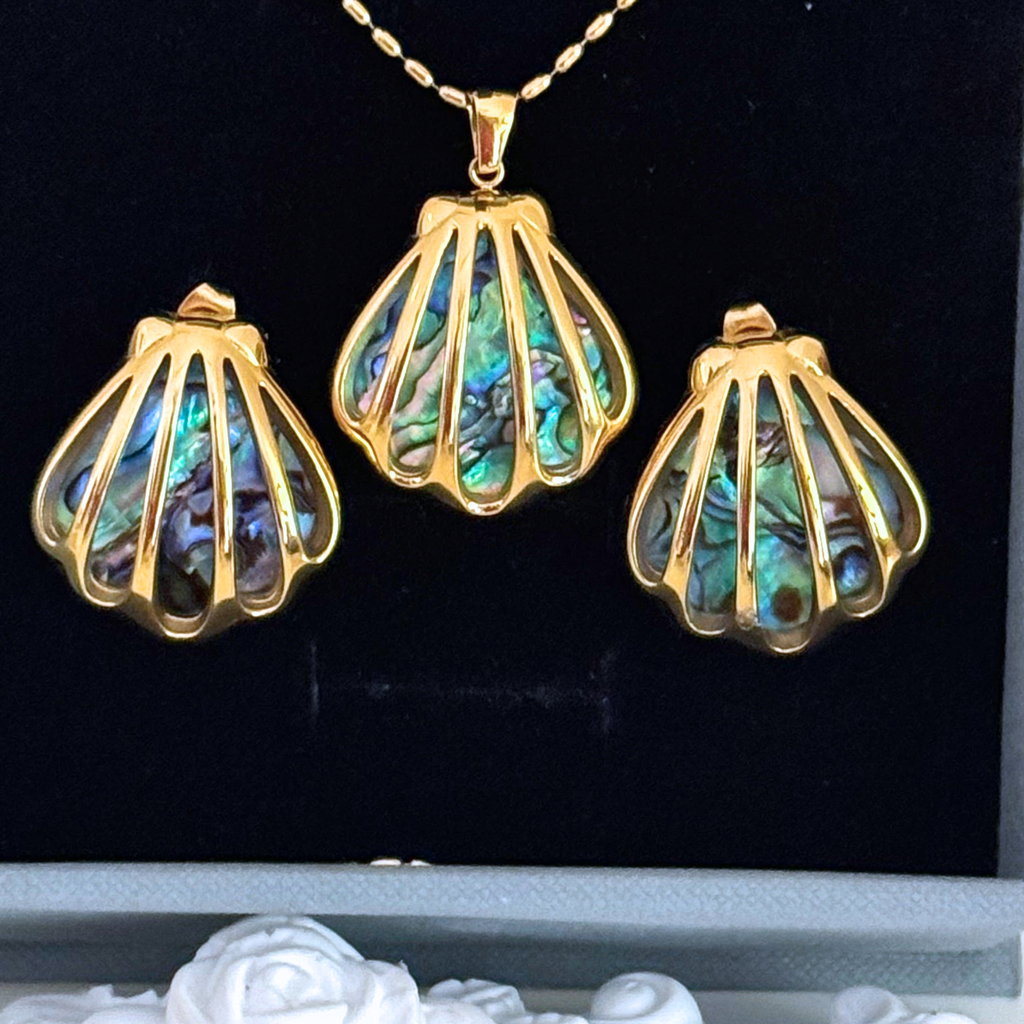 Abalone Shell Set ( Necklace and Earrings)