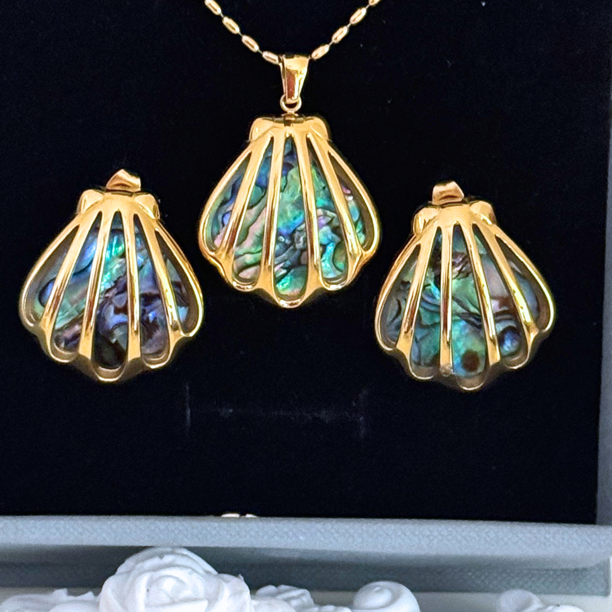 Abalone Shell Set ( Necklace and Earrings)