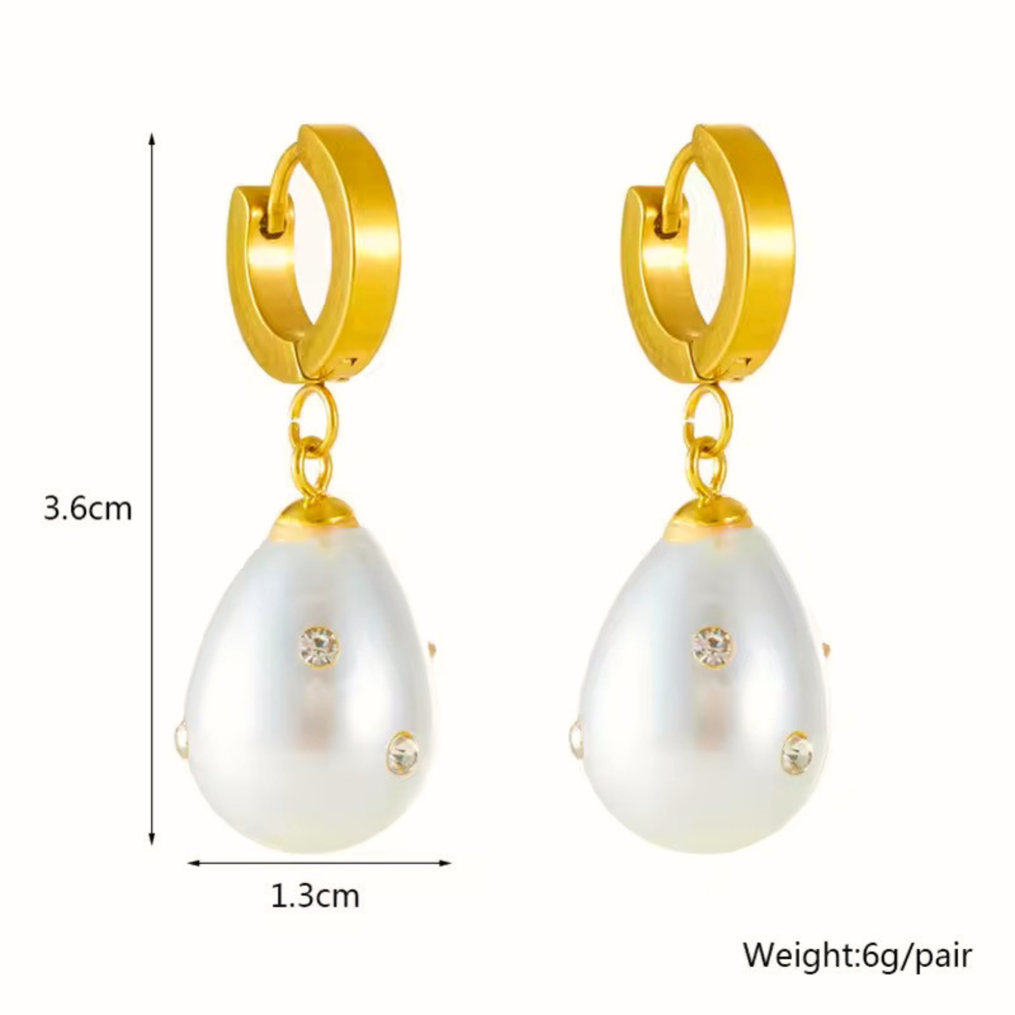Zircon Studded Pearl Drop Hoops