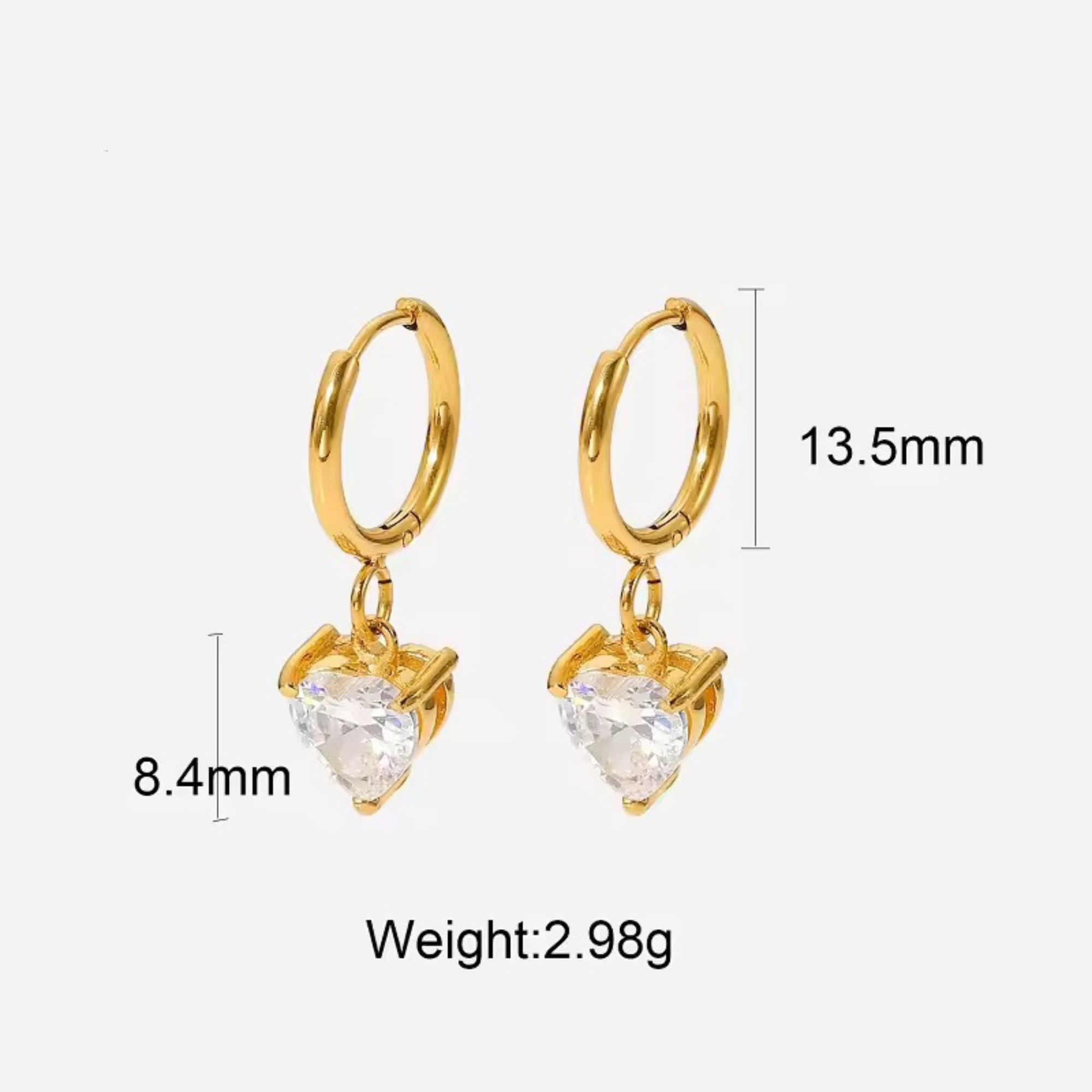 Zara Zircon Heart Huggies
