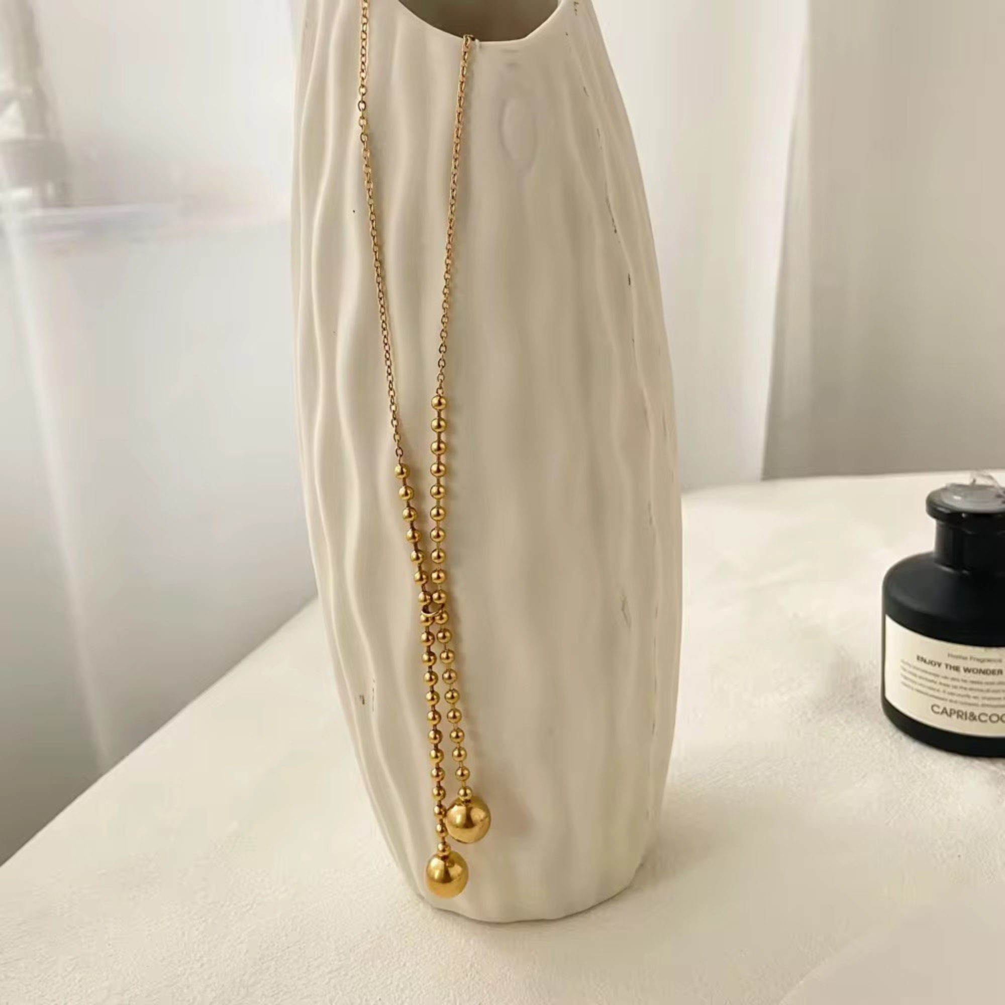 Dual Drop Ball Necklace