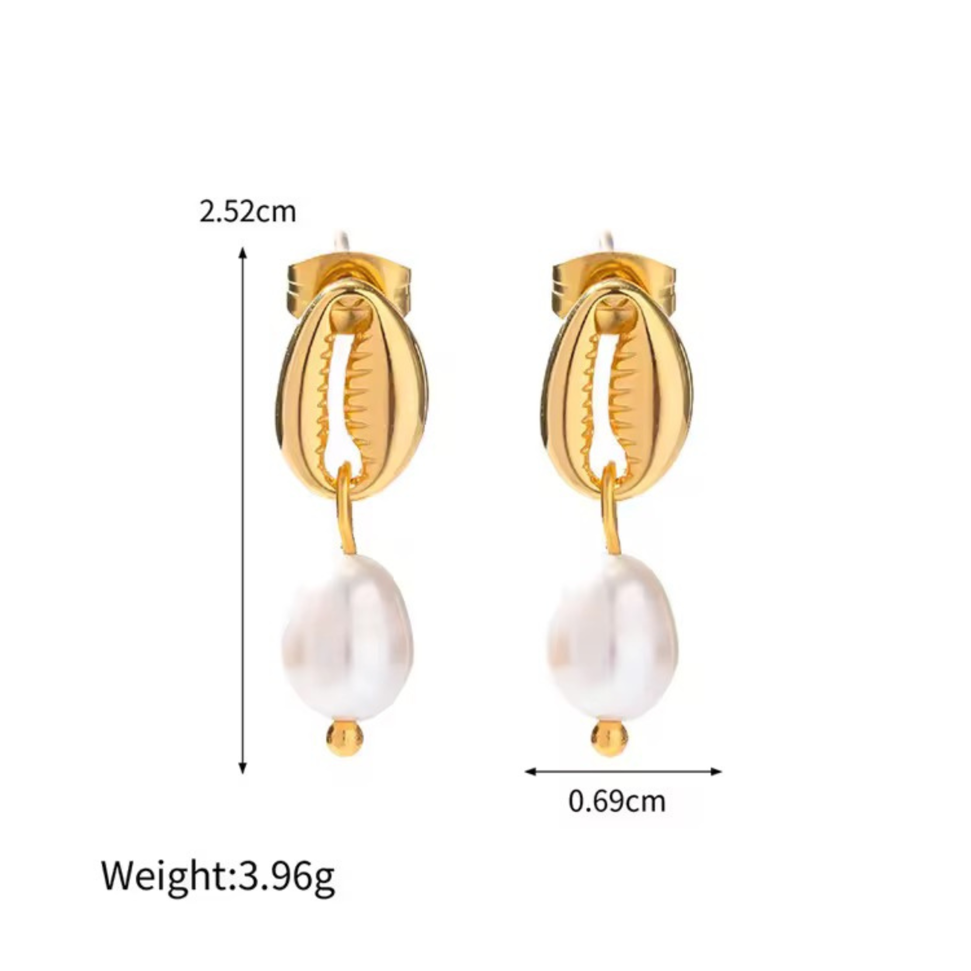 Golden Shell & Pearl Drop Earrings
