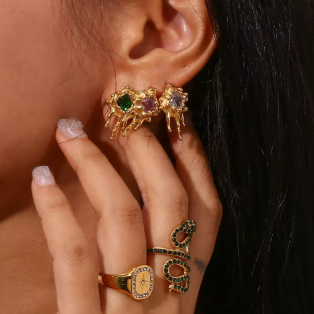 Molten Gold Stone Studs