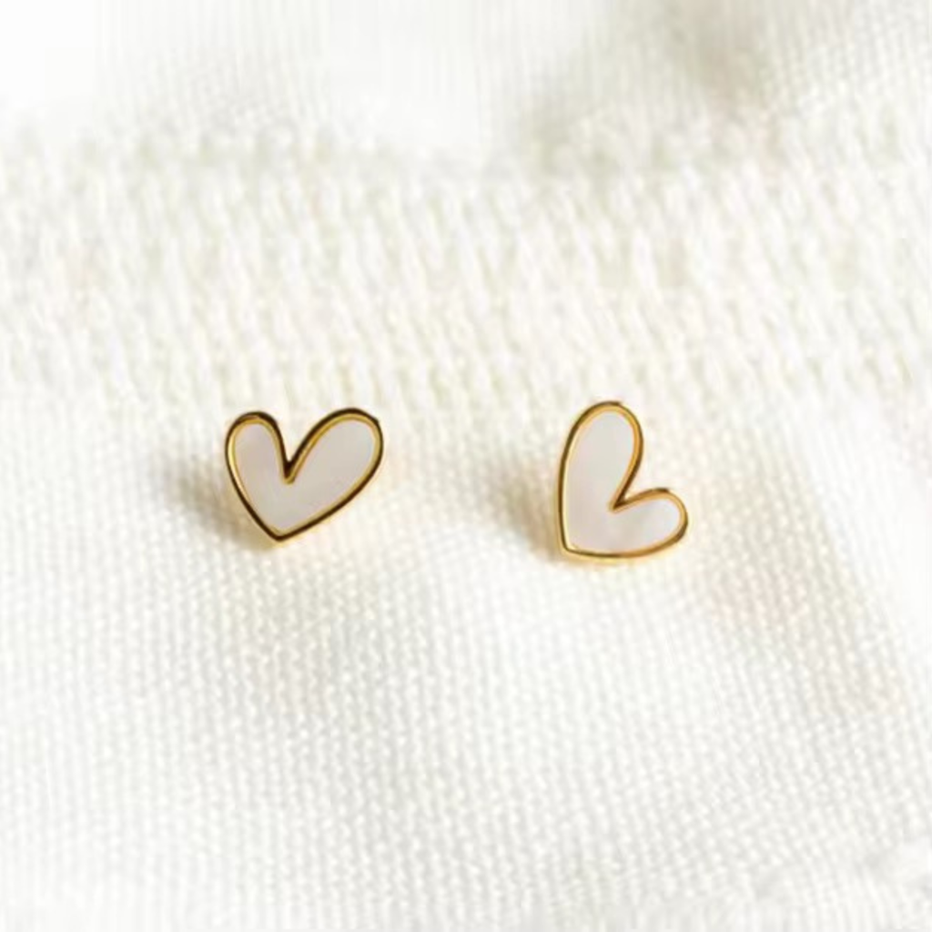 Mini Shell Heart Studs