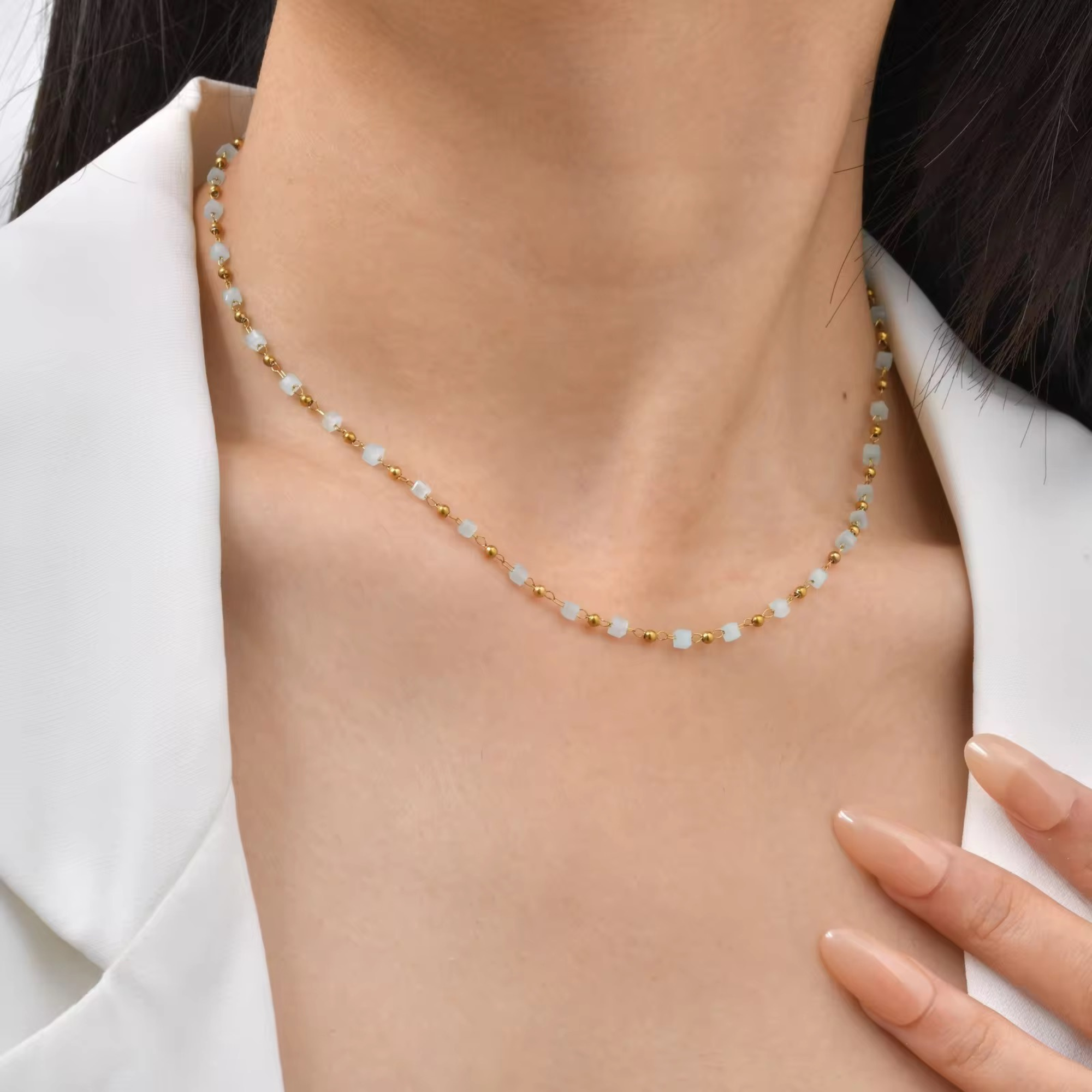Celestial Jade Bead Necklace