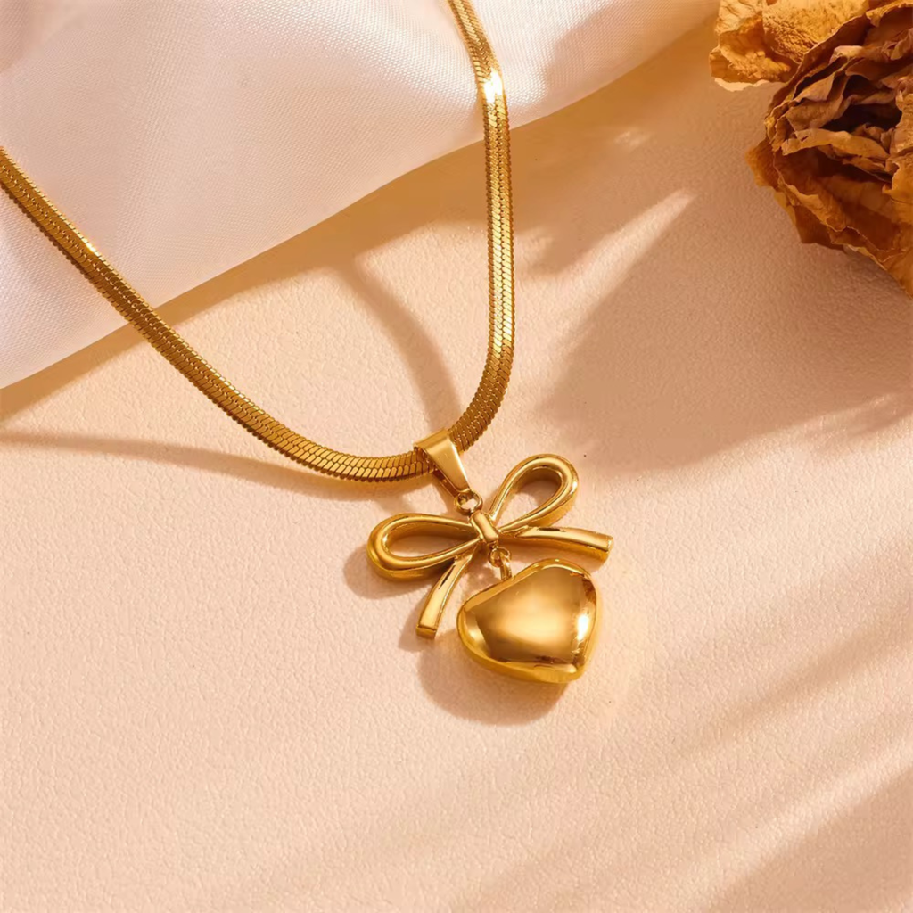 Bow Heart Necklace