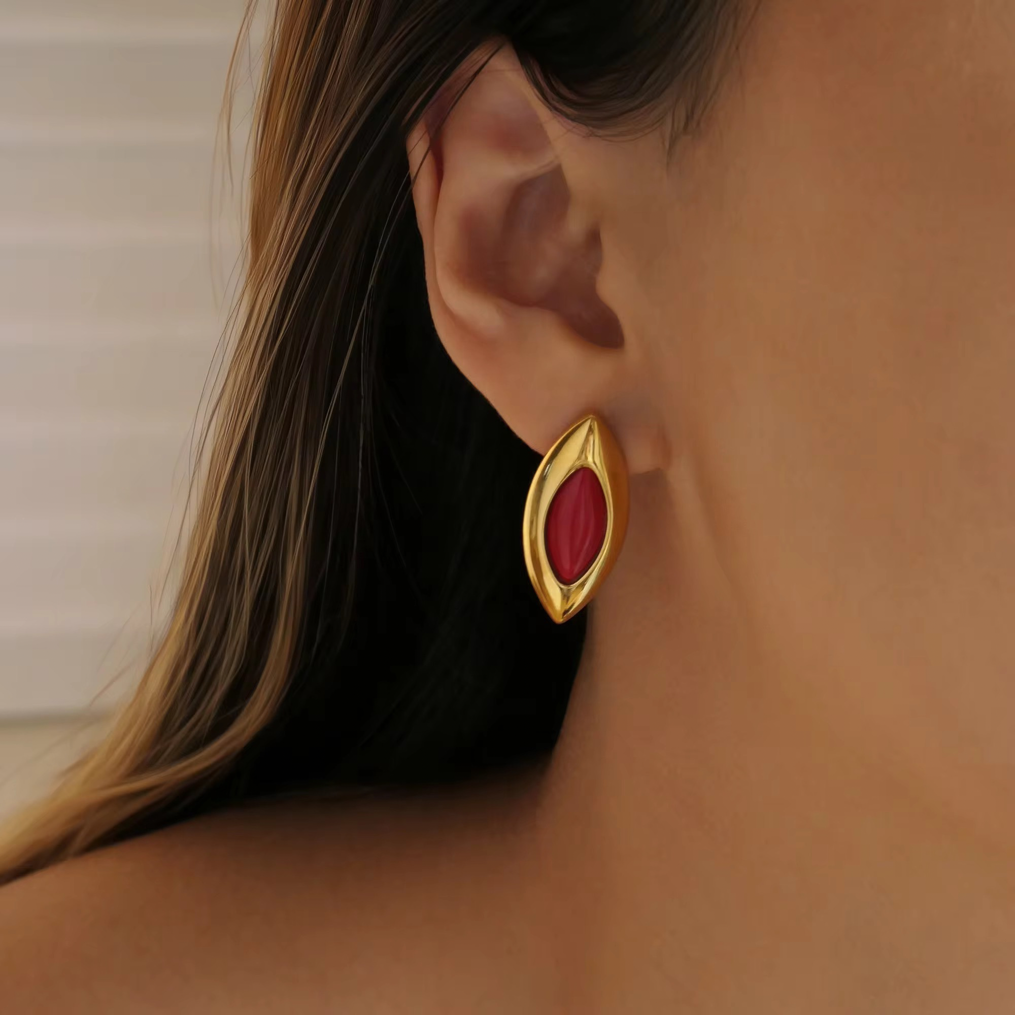 Crimson Leaf Studs