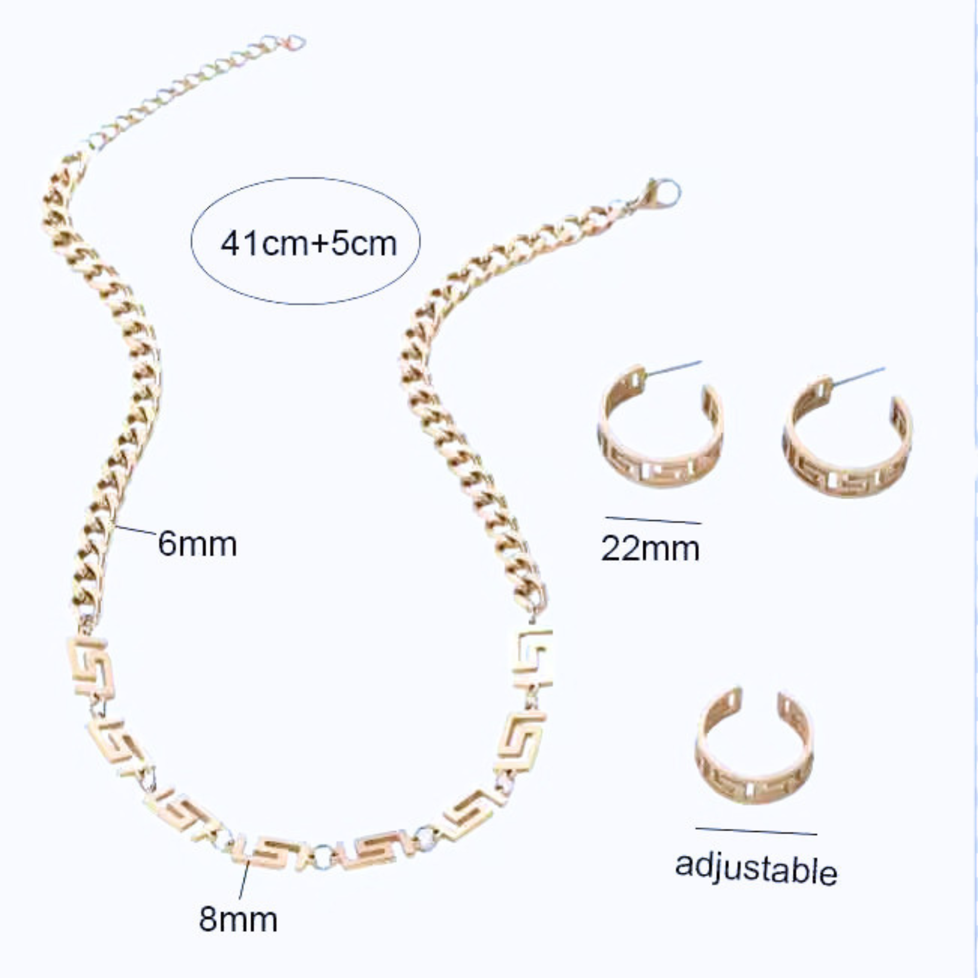Athenis Brand Inspired Set ( Necklace + Earrings + Ring )