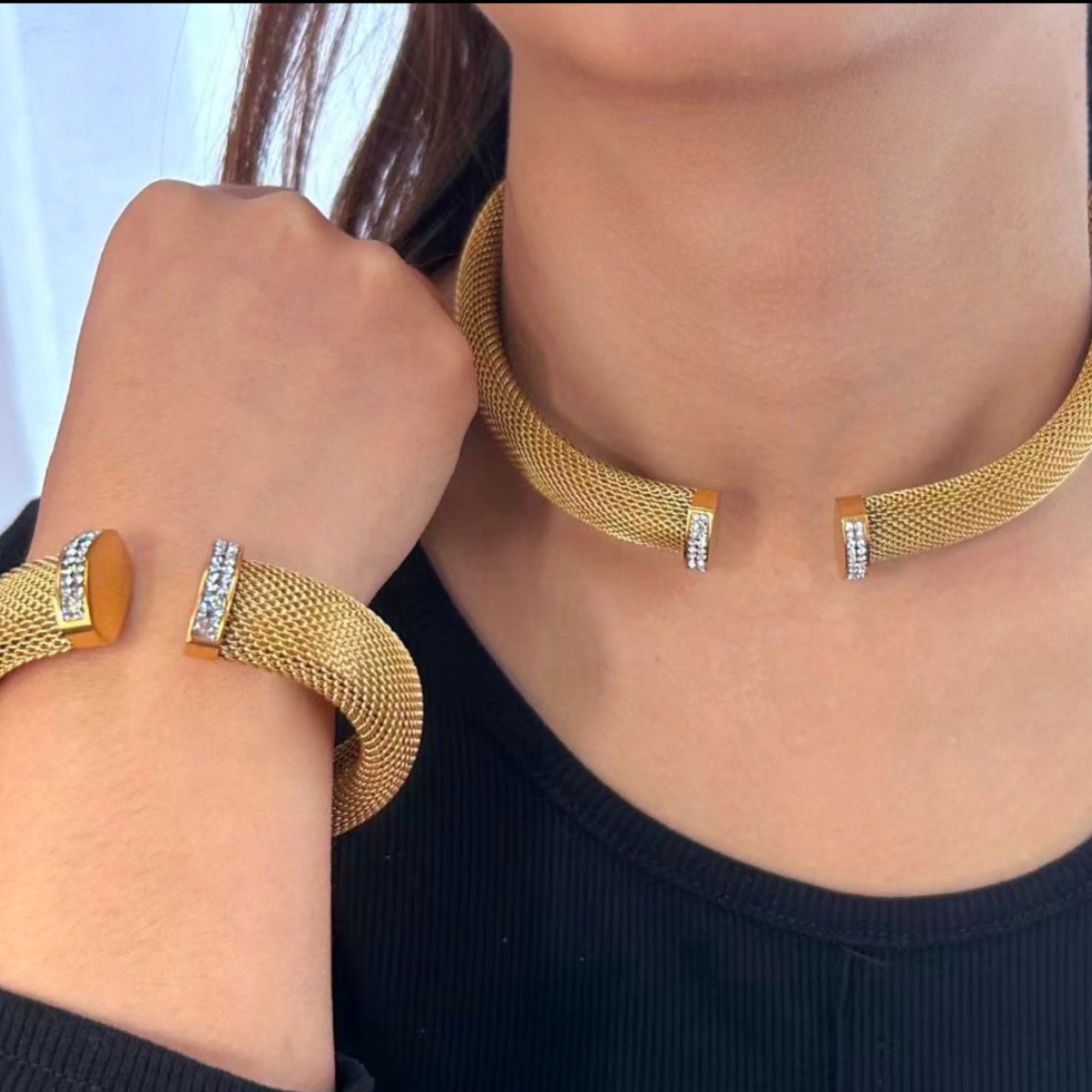 Eureka Mesh Studded Necklace / Bracelet