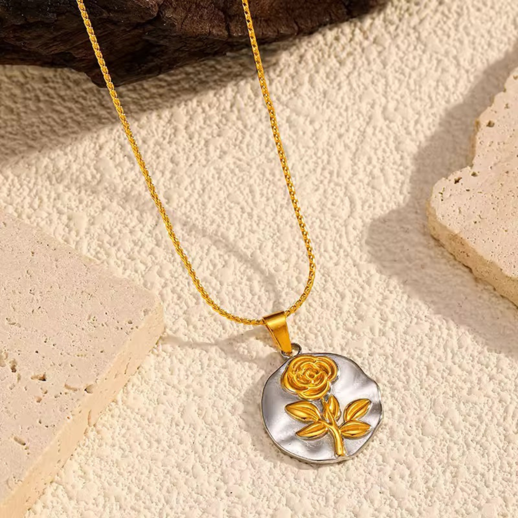 Rose Mixed Metal Necklace
