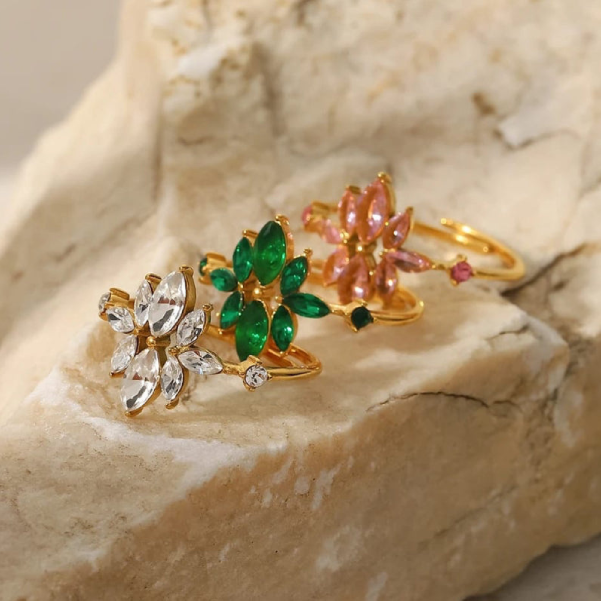 Autumn Floral Zircon Ring