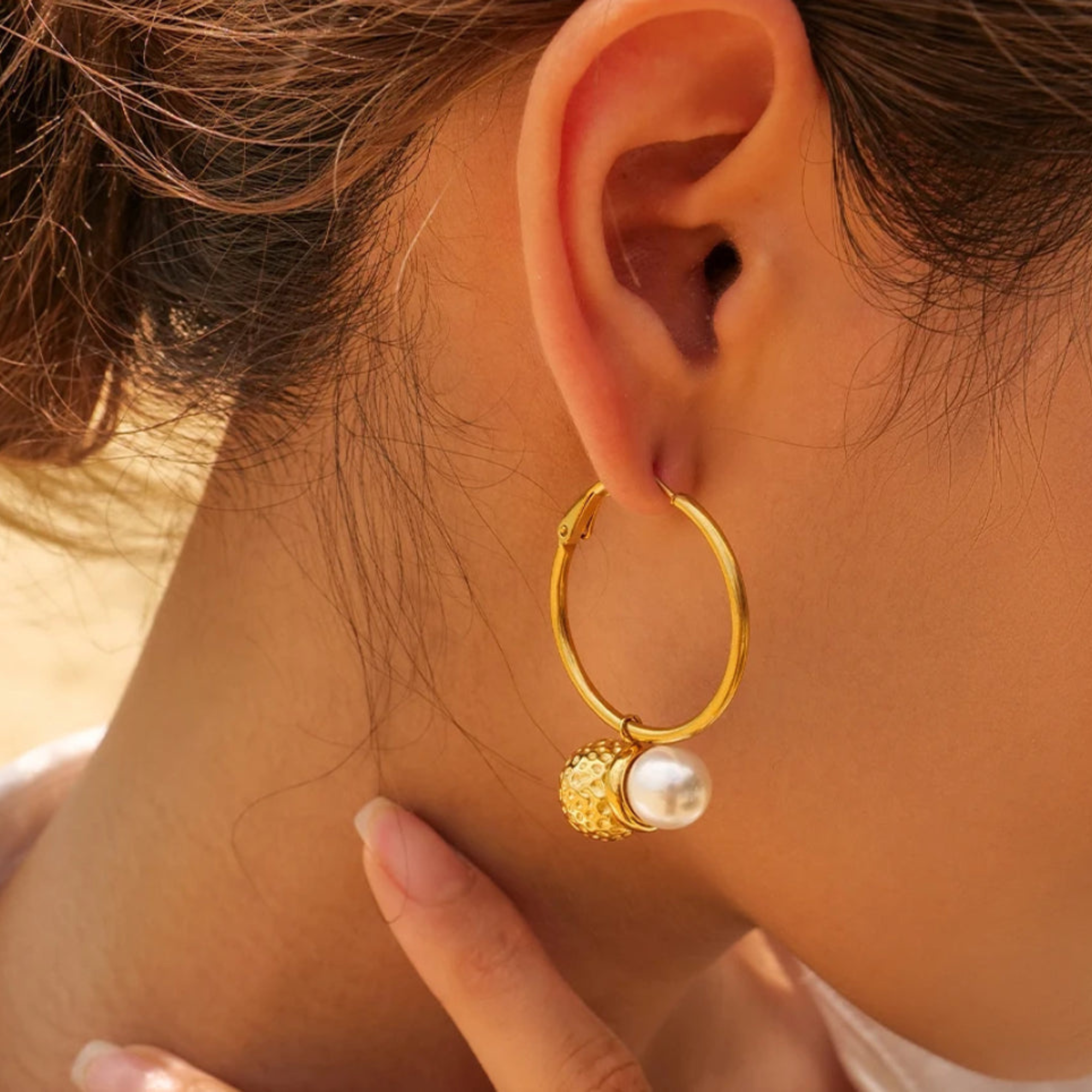 Pearl Hammered Hoops