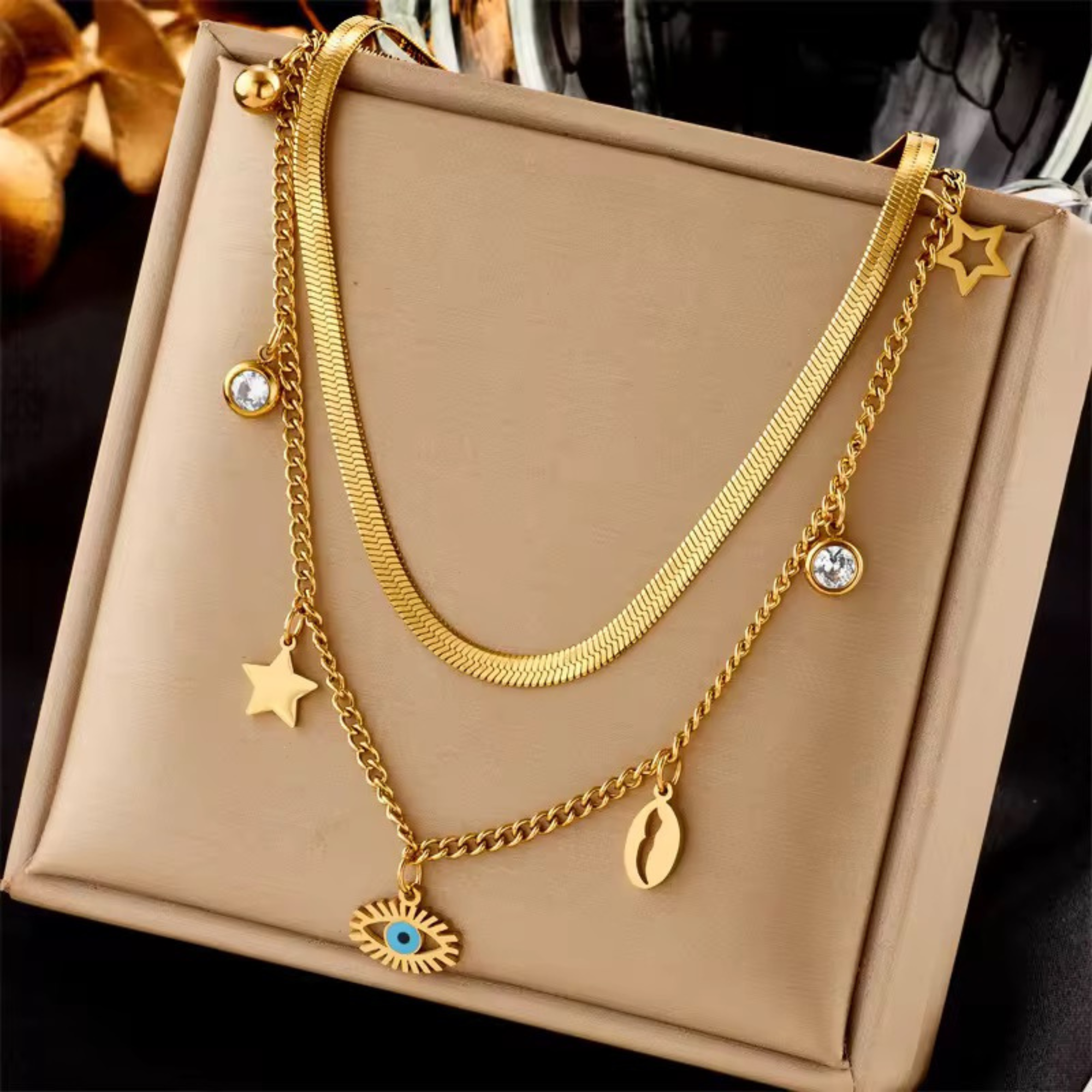 Evil Eye Multi Charm Necklace