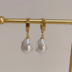 Zircon Studded Pearl Drop Hoops