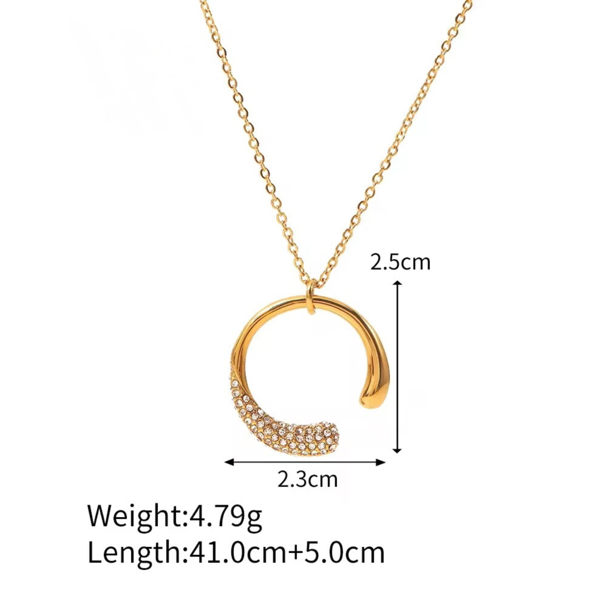 Ariel Zircon Studded Crescent Moon Necklace