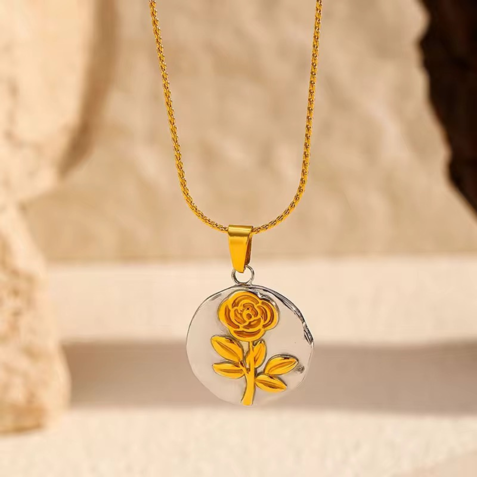 Rose Mixed Metal Necklace