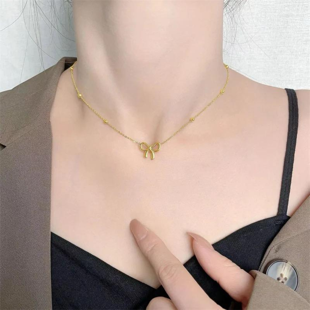Beaded Bow Necklace