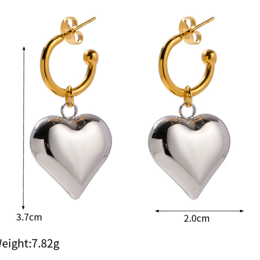 Silver Ć Gold Heart Earrings