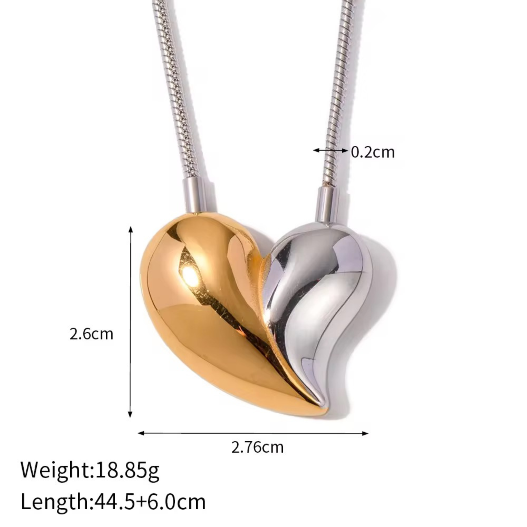 Kaizo Half & Half Heart Necklace