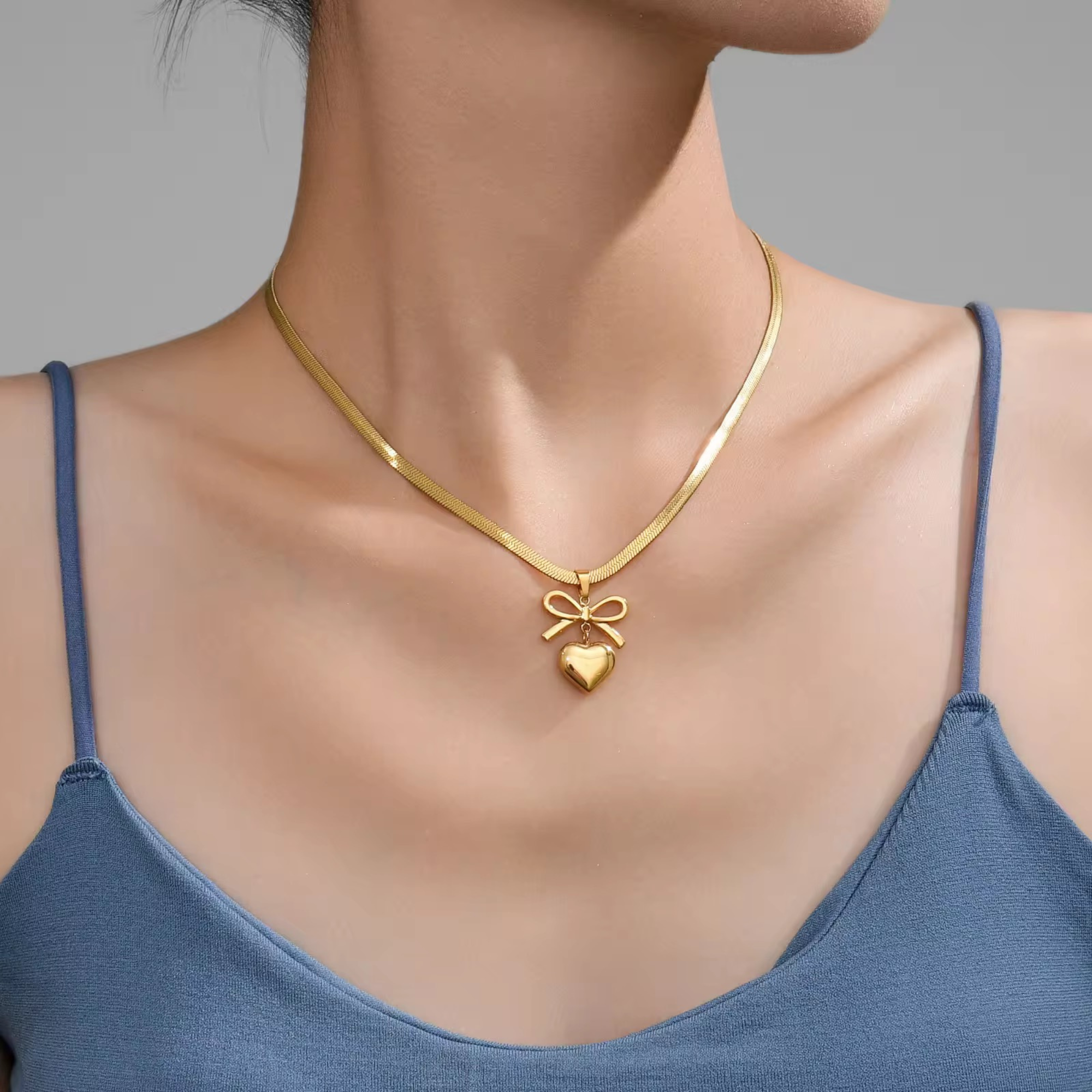 Bow Heart Necklace