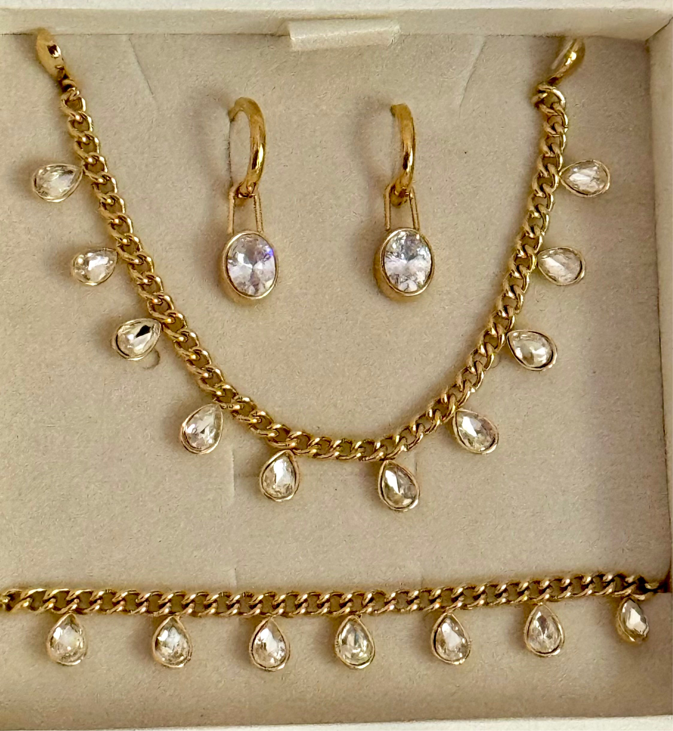 Luster Drop Set ( Necklace + Bracelet + Earrings)
