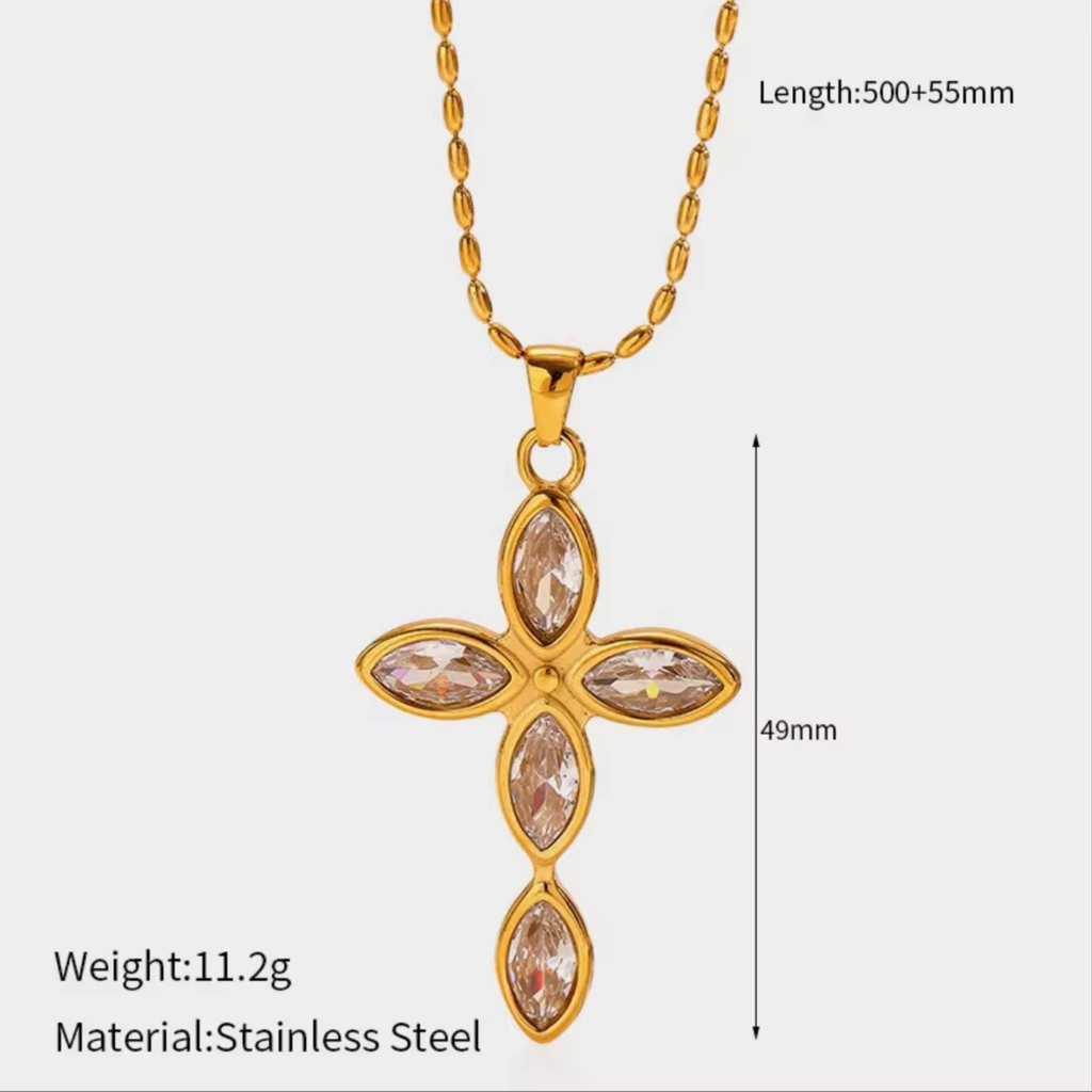 Celestial Petal Cross Necklace