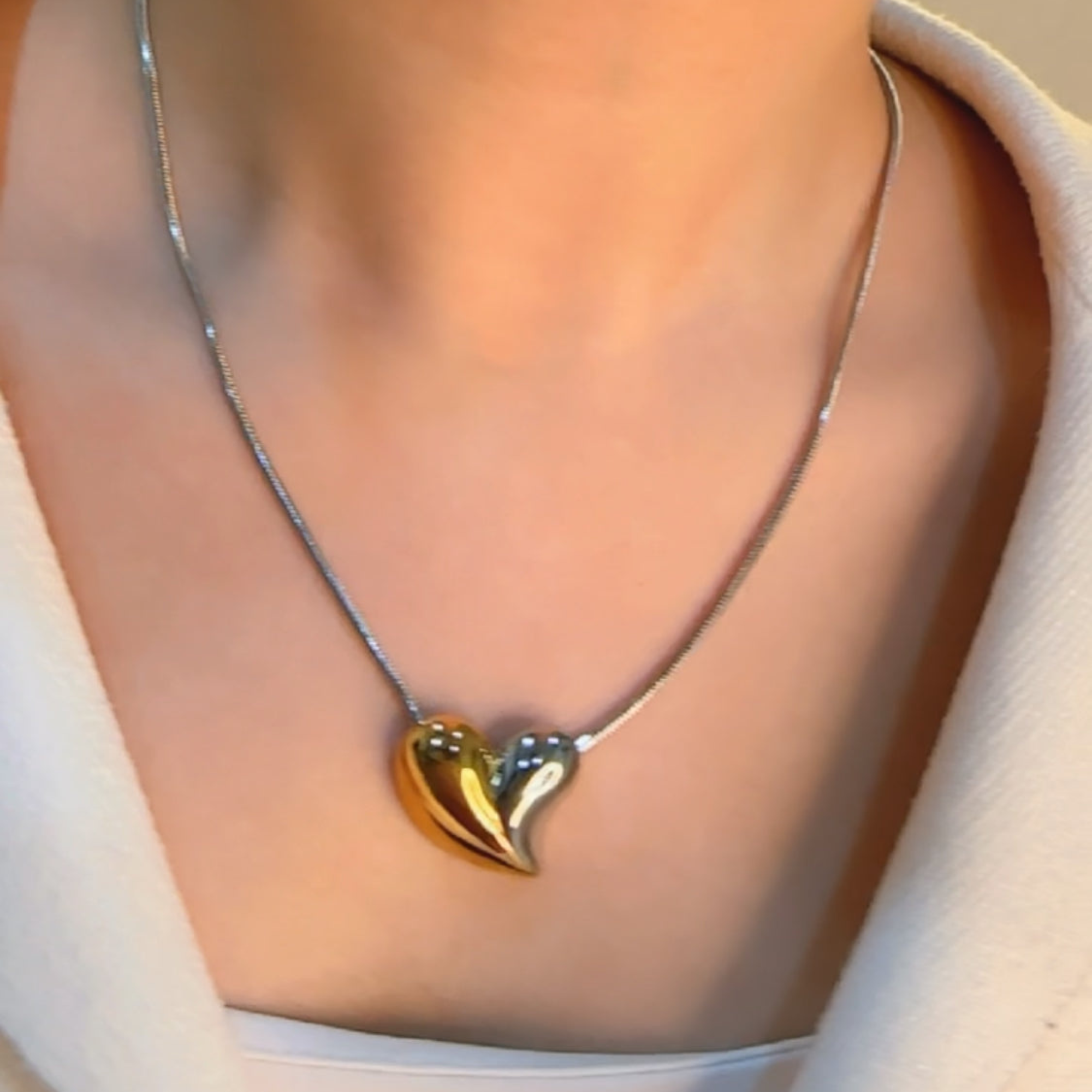 Kaizo Half & Half Heart Necklace
