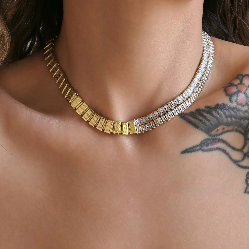 Two Tone Luxe Tennis Choker