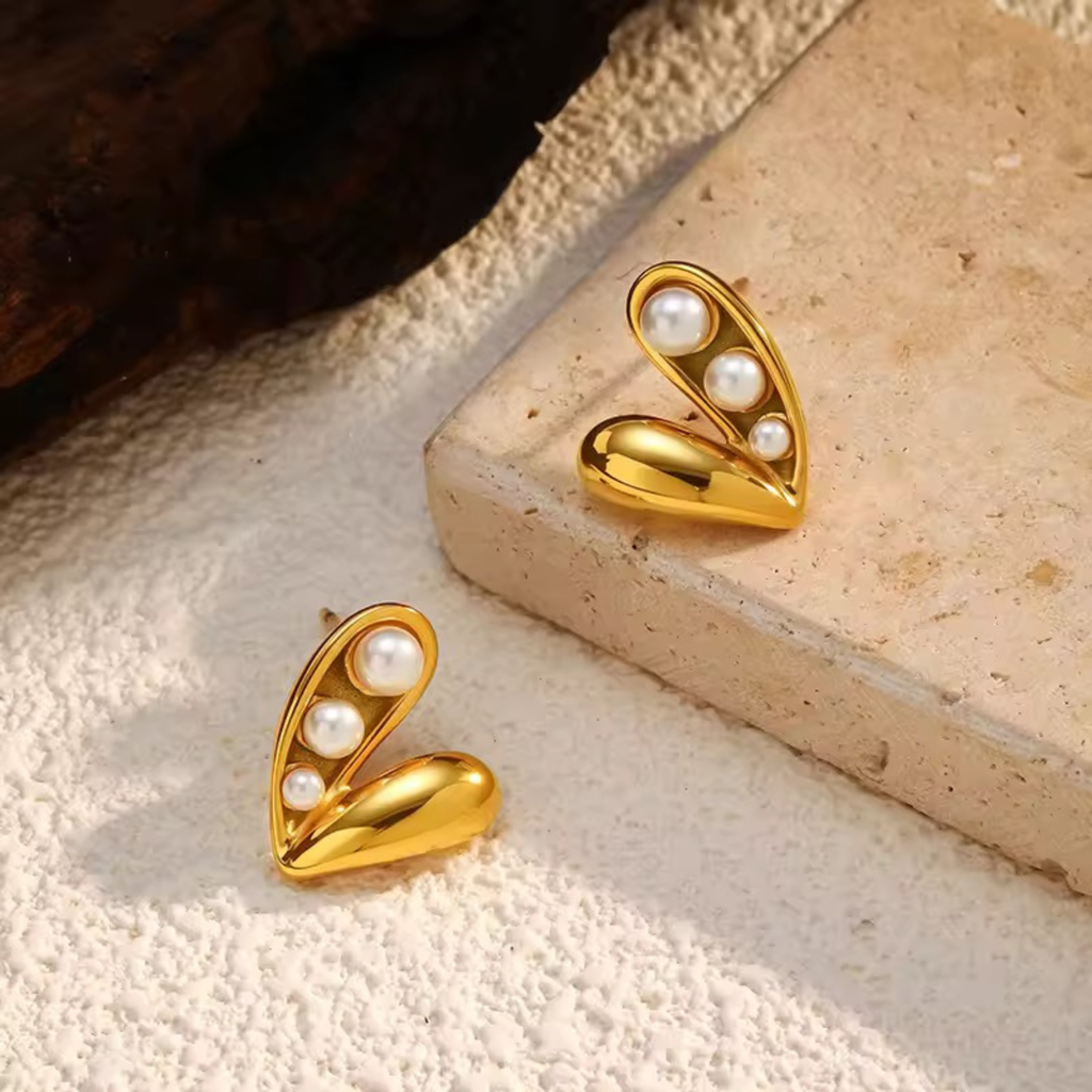 Pearly Heart Earrings