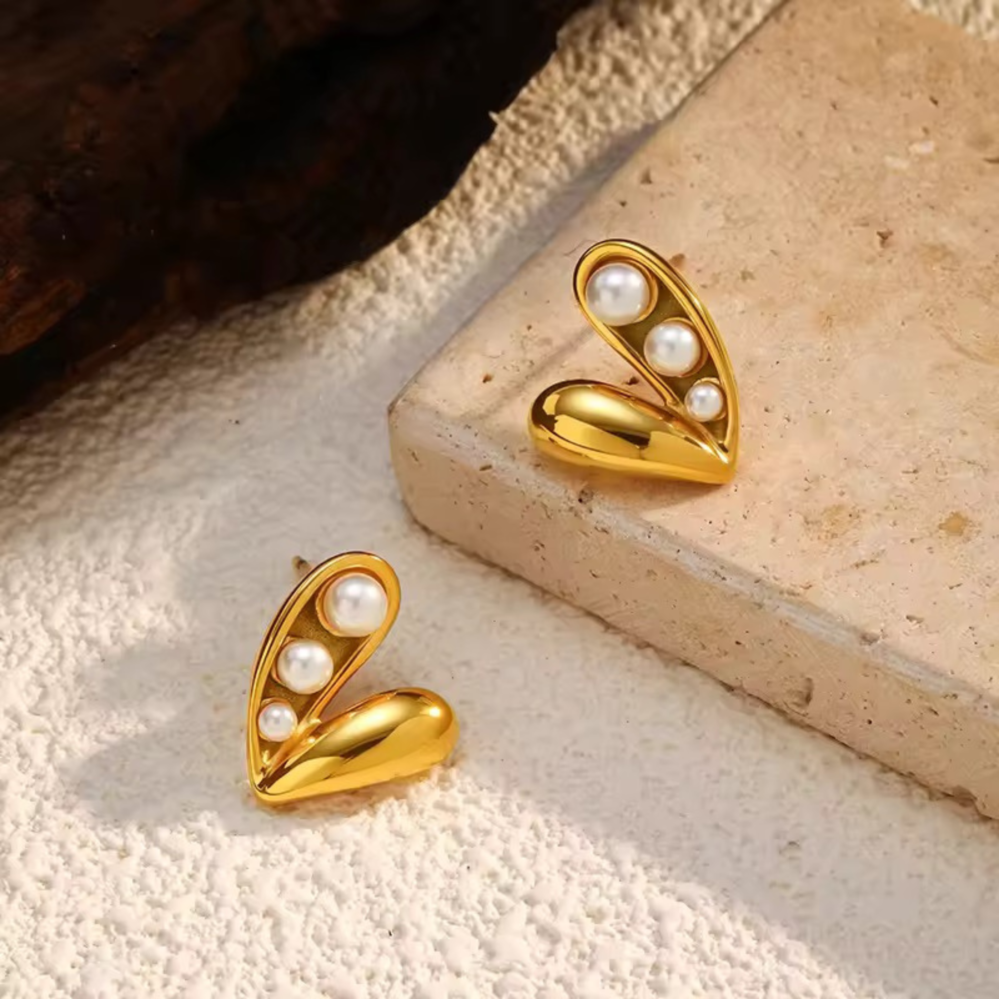 Pearly Heart Earrings