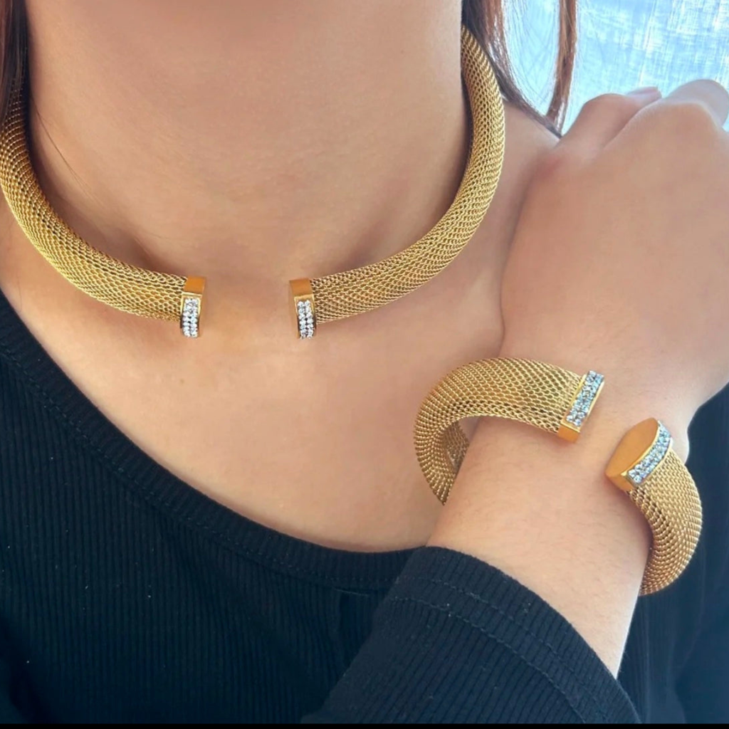 Eureka Mesh Studded Necklace / Bracelet