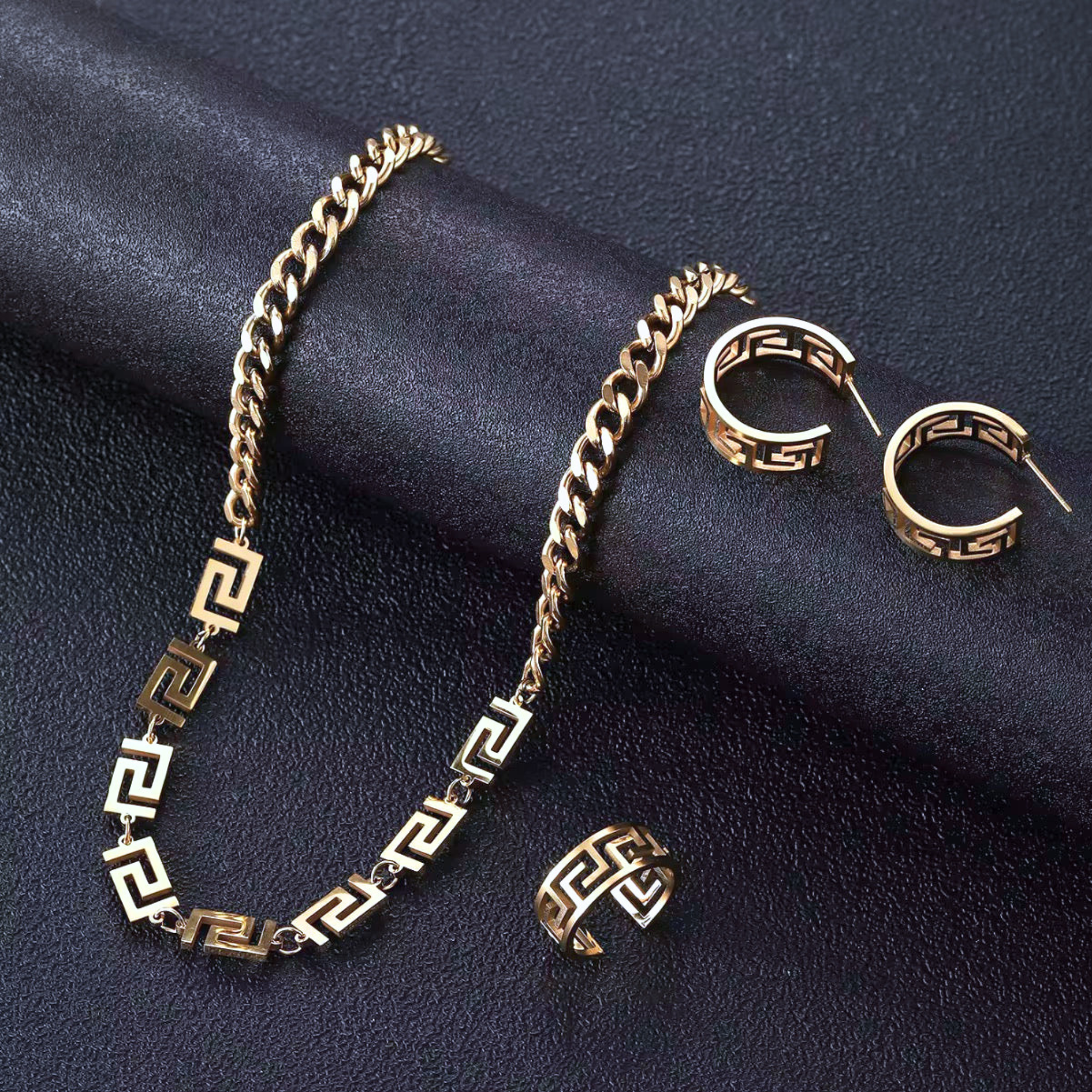 Athenis Brand Inspired Set ( Necklace + Earrings + Ring )