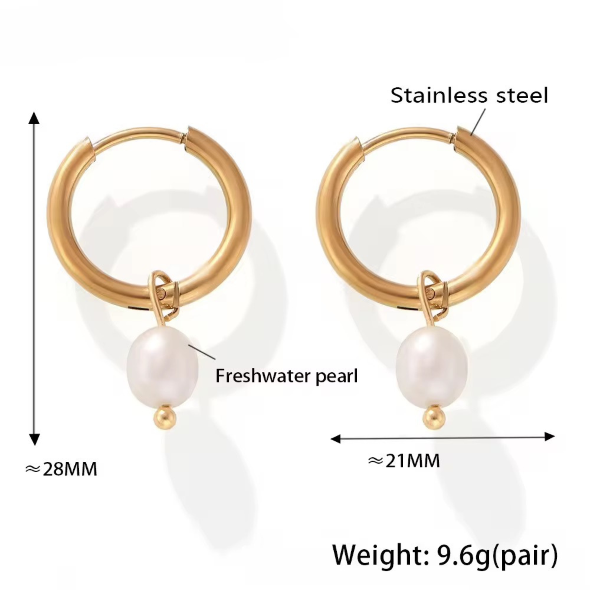 Jolie Pearl Drop Hoops