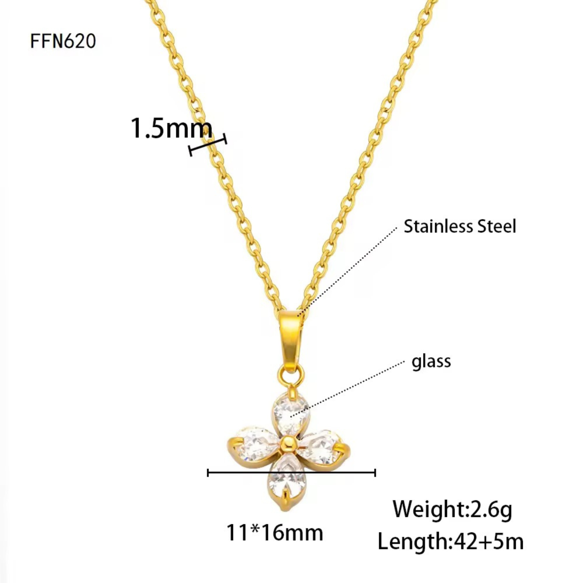 Four Petal Flower Necklace