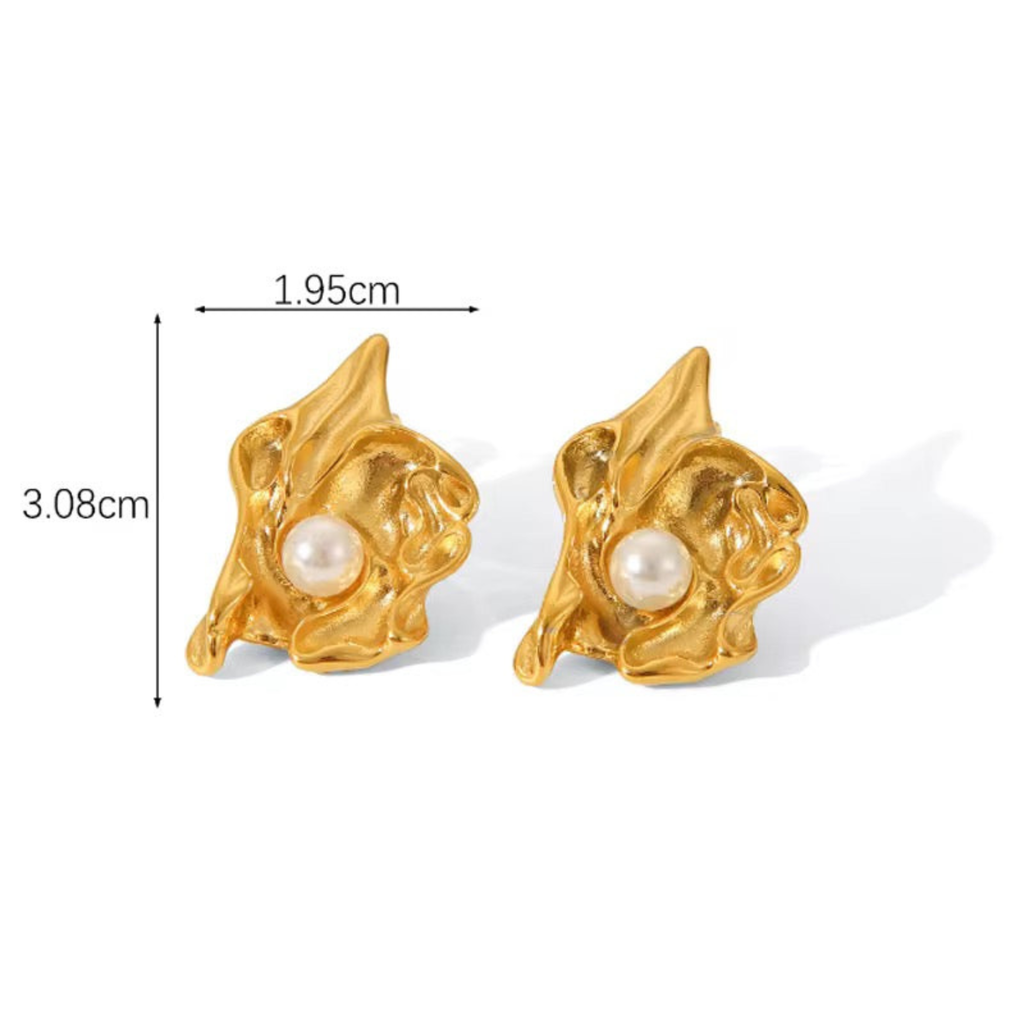 Rouched Pearl Earrings