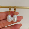 Zircon Studded Pearl Drop Hoops