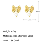 Pearl Drop Bow Earrings