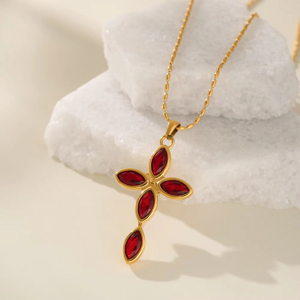 Celestial Petal Cross Necklace