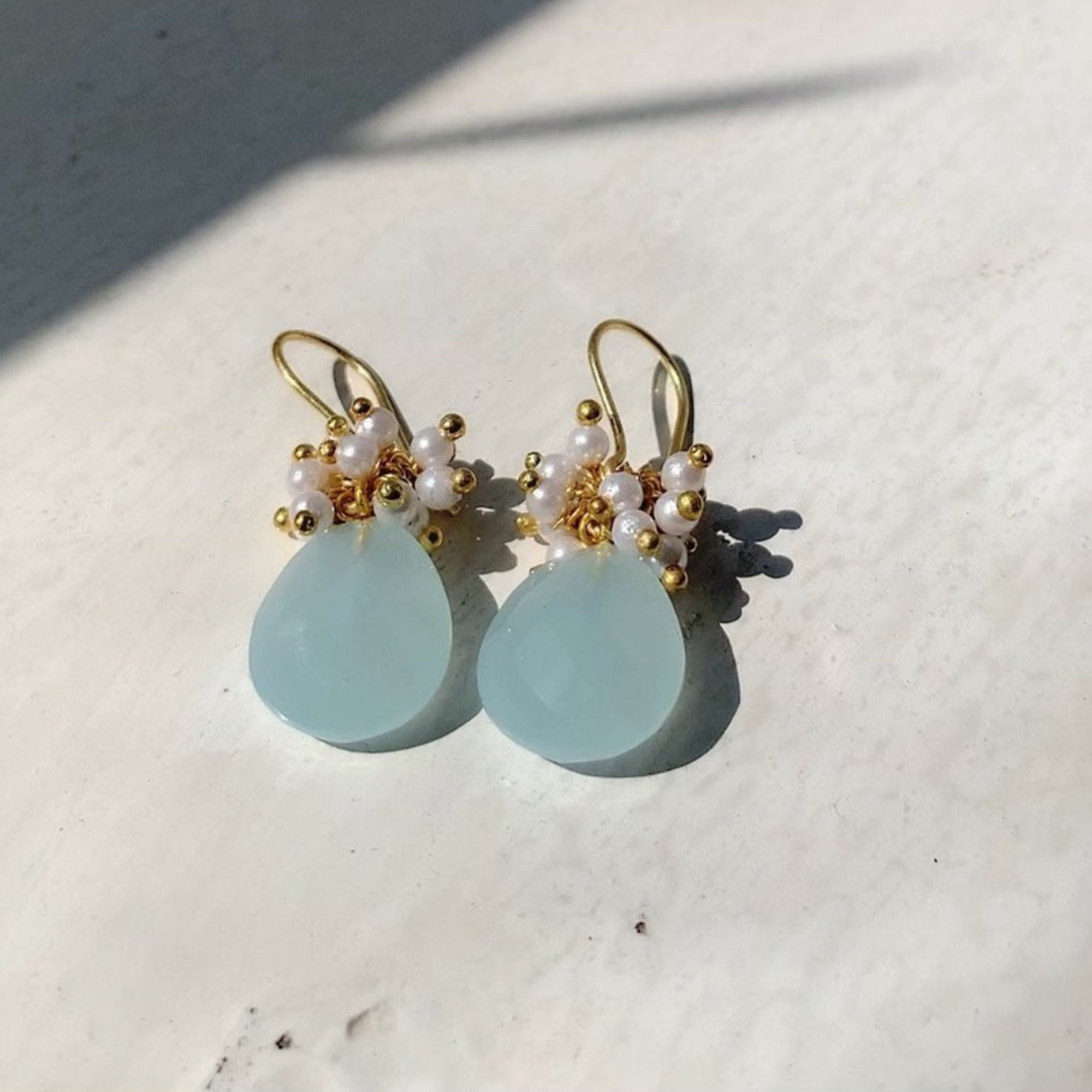 Samira Blue stone Brass Earrings