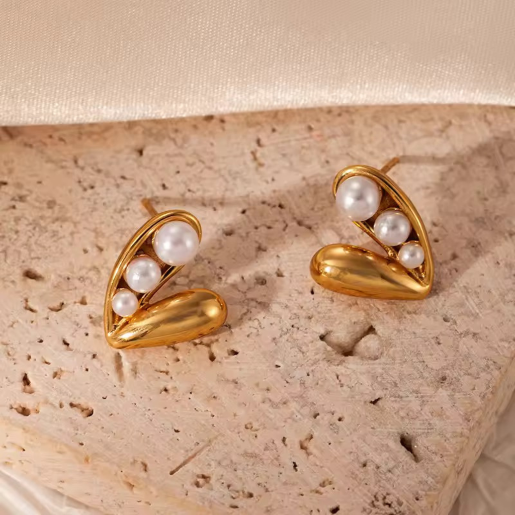 Pearly Heart Earrings