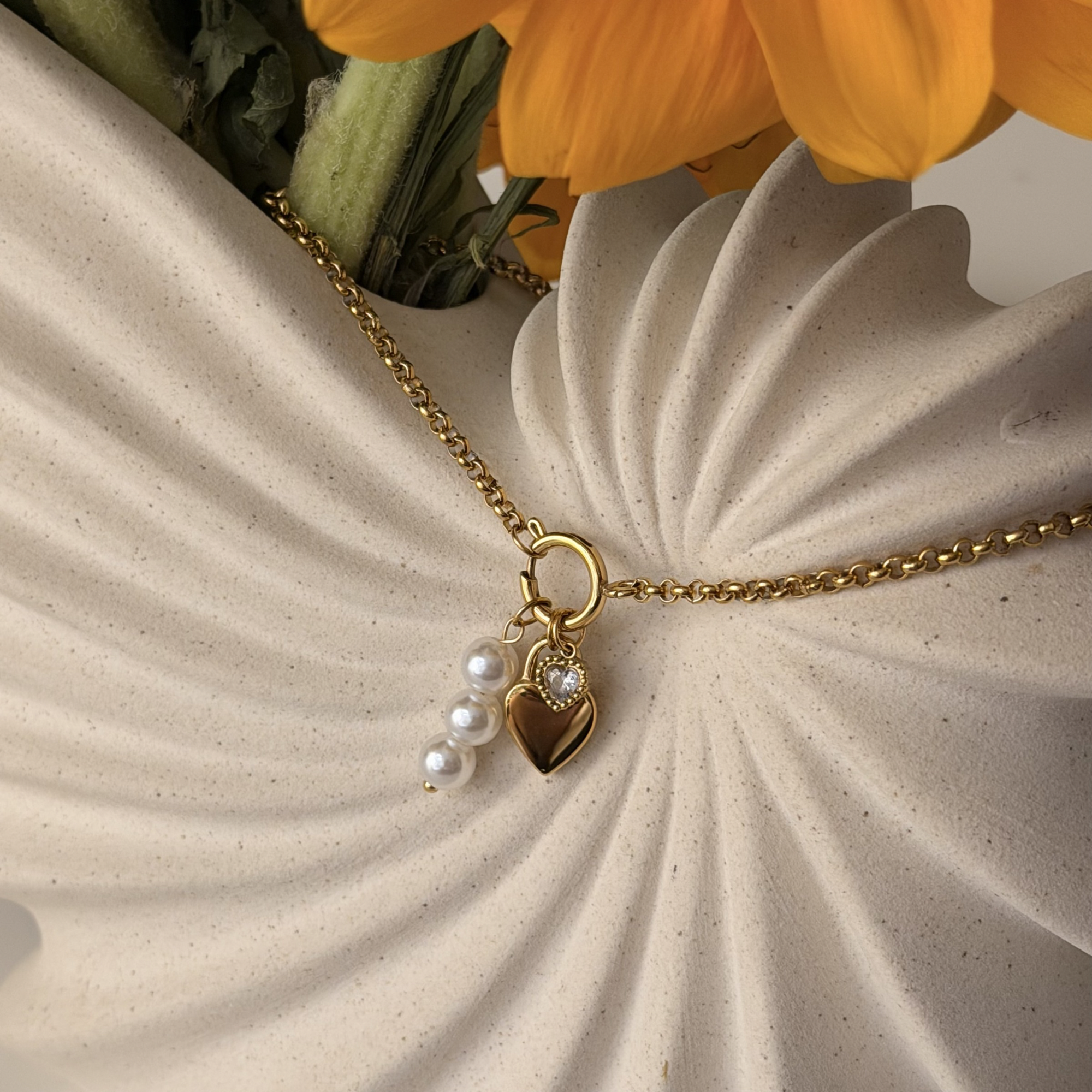 Aleena Triple Charm Necklace