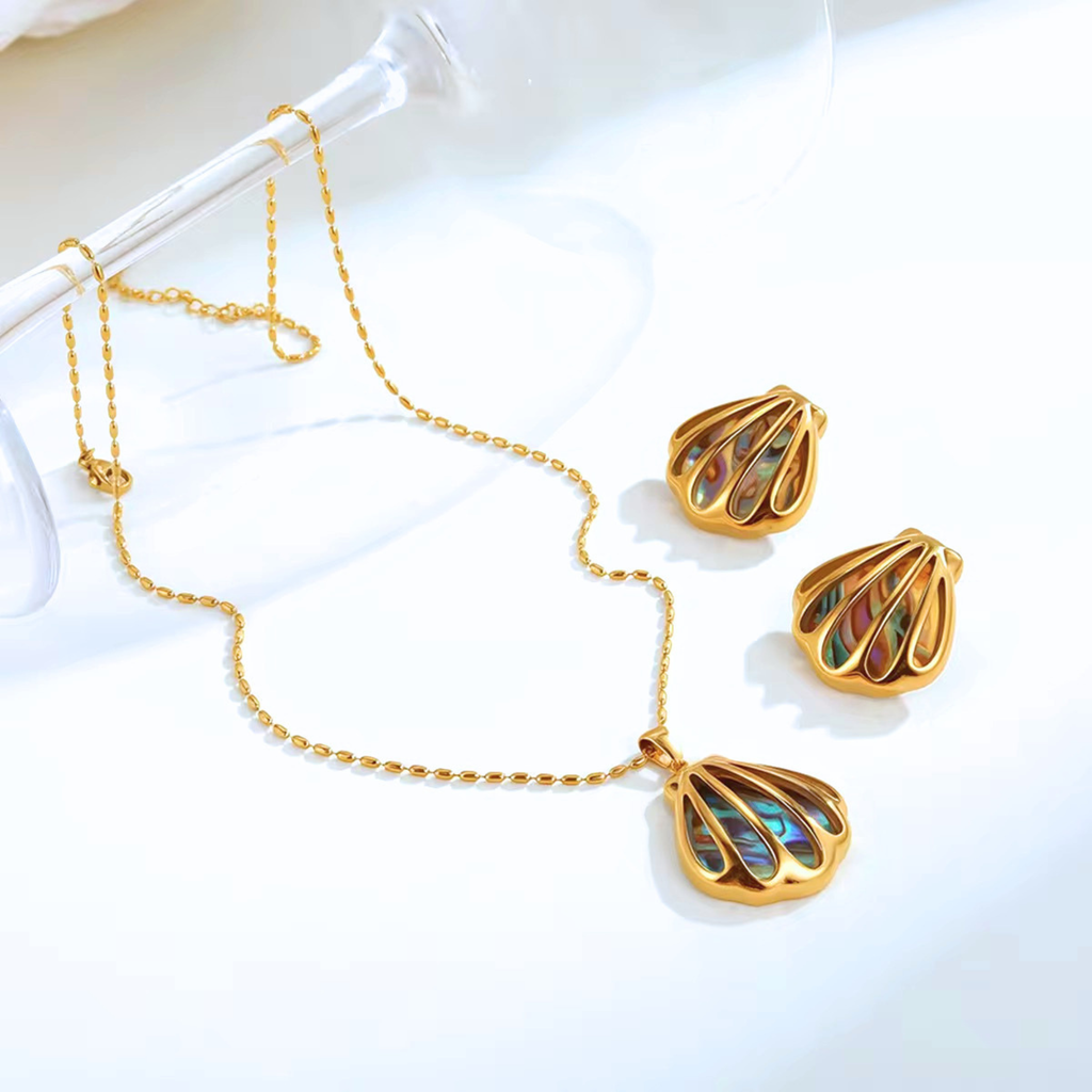 Abalone Shell Set ( Necklace and Earrings)