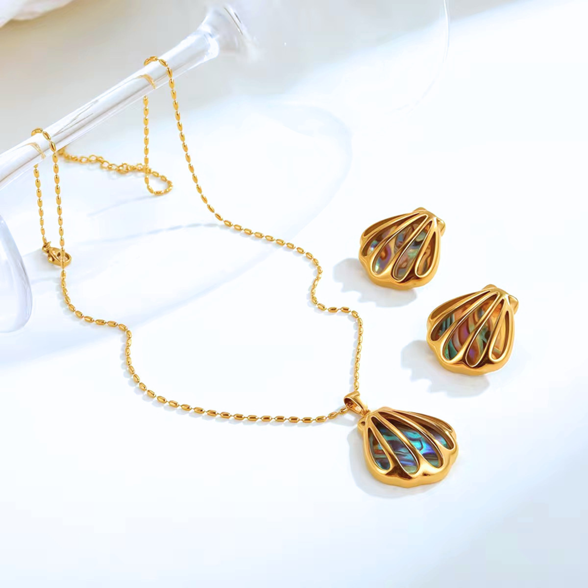 Abalone Shell Set ( Necklace and Earrings)