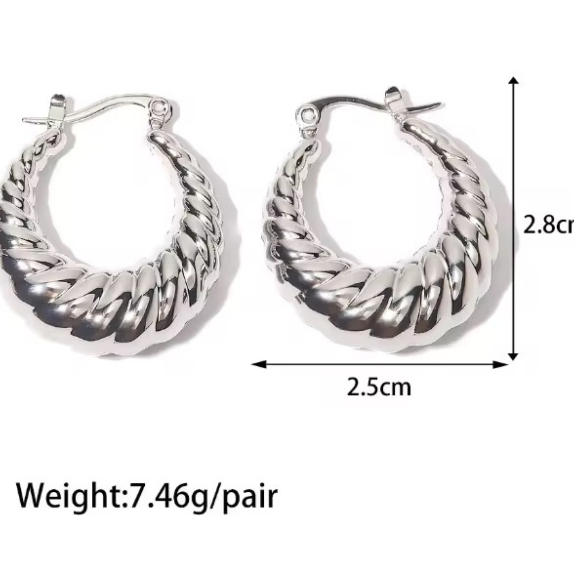 Madelyn Silver Croissant Hoops