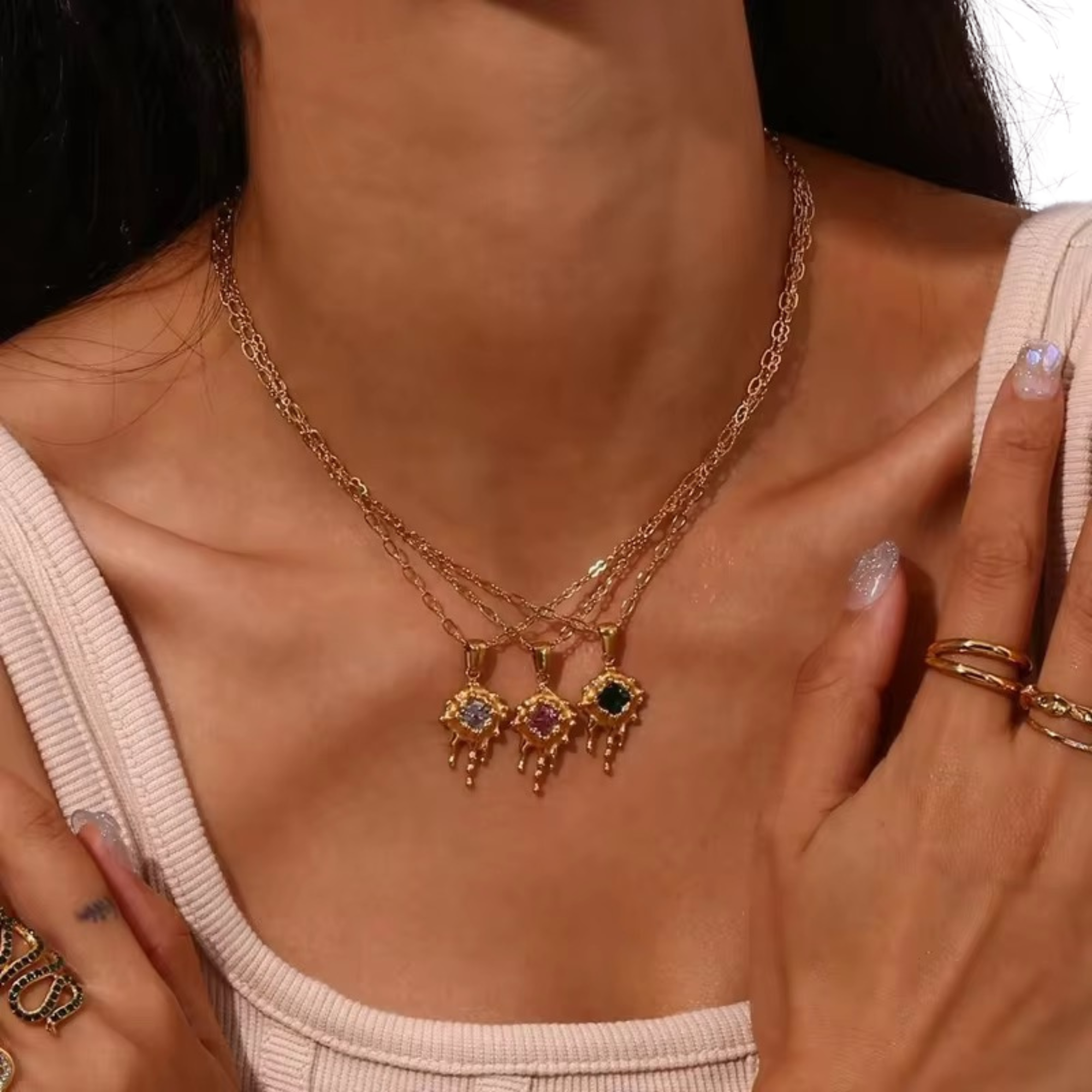 Molten Gold Stone Necklace